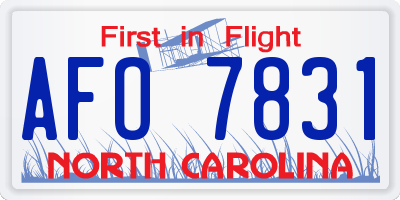 NC license plate AFO7831