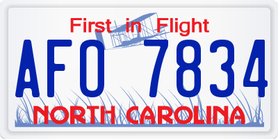 NC license plate AFO7834