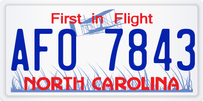 NC license plate AFO7843