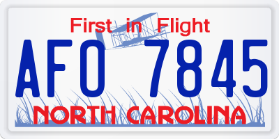 NC license plate AFO7845
