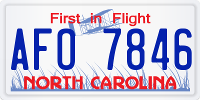 NC license plate AFO7846