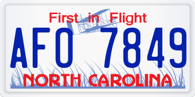 NC license plate AFO7849