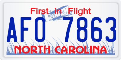 NC license plate AFO7863