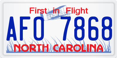 NC license plate AFO7868