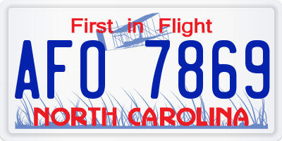 NC license plate AFO7869