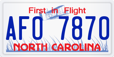 NC license plate AFO7870
