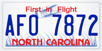NC license plate AFO7872