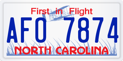 NC license plate AFO7874