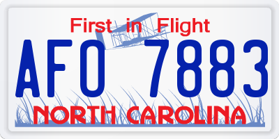 NC license plate AFO7883