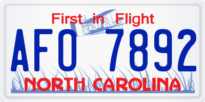 NC license plate AFO7892