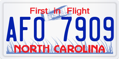 NC license plate AFO7909