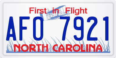 NC license plate AFO7921