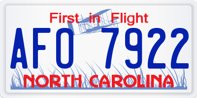 NC license plate AFO7922
