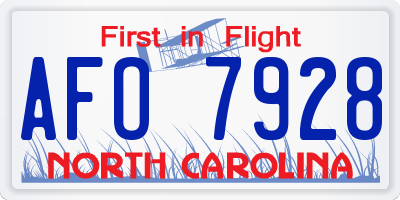 NC license plate AFO7928