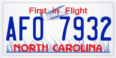 NC license plate AFO7932