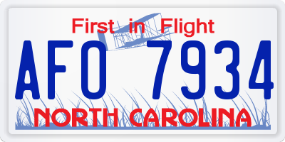 NC license plate AFO7934