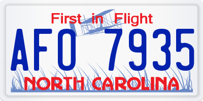 NC license plate AFO7935