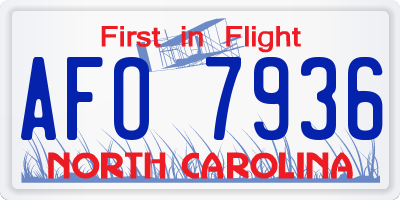 NC license plate AFO7936