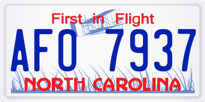 NC license plate AFO7937