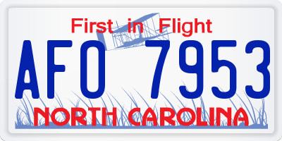NC license plate AFO7953