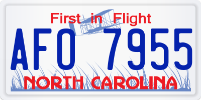 NC license plate AFO7955