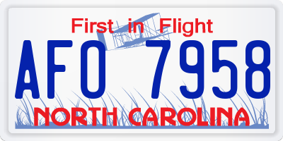 NC license plate AFO7958