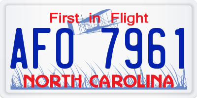NC license plate AFO7961