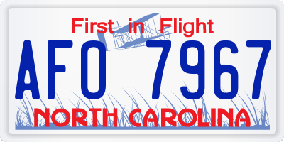 NC license plate AFO7967