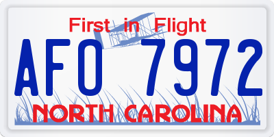 NC license plate AFO7972