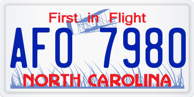NC license plate AFO7980