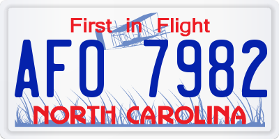 NC license plate AFO7982