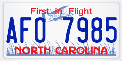NC license plate AFO7985