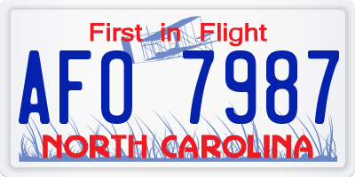 NC license plate AFO7987