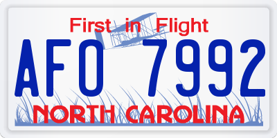 NC license plate AFO7992