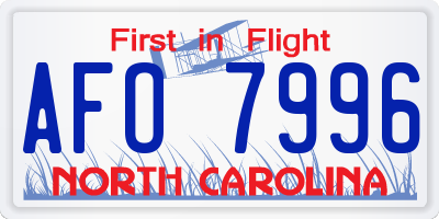 NC license plate AFO7996
