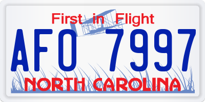 NC license plate AFO7997