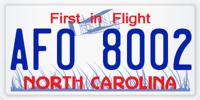 NC license plate AFO8002