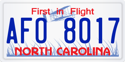 NC license plate AFO8017