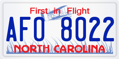 NC license plate AFO8022