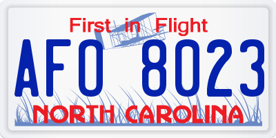 NC license plate AFO8023