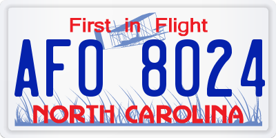 NC license plate AFO8024
