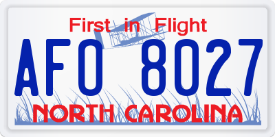 NC license plate AFO8027
