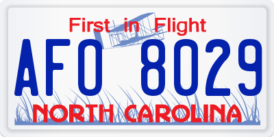 NC license plate AFO8029