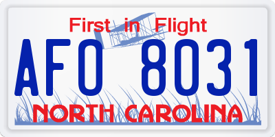 NC license plate AFO8031