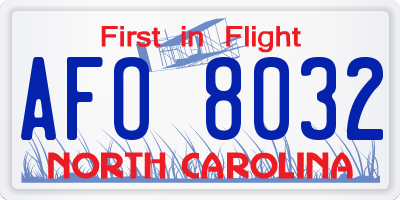 NC license plate AFO8032