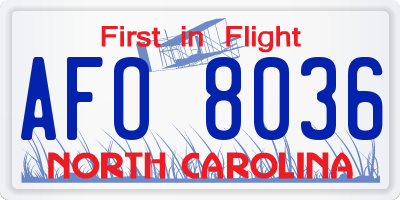 NC license plate AFO8036