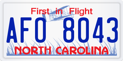 NC license plate AFO8043