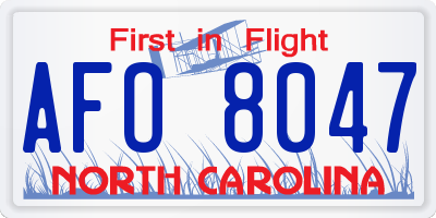NC license plate AFO8047