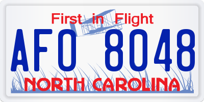 NC license plate AFO8048
