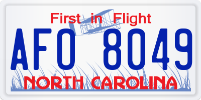 NC license plate AFO8049